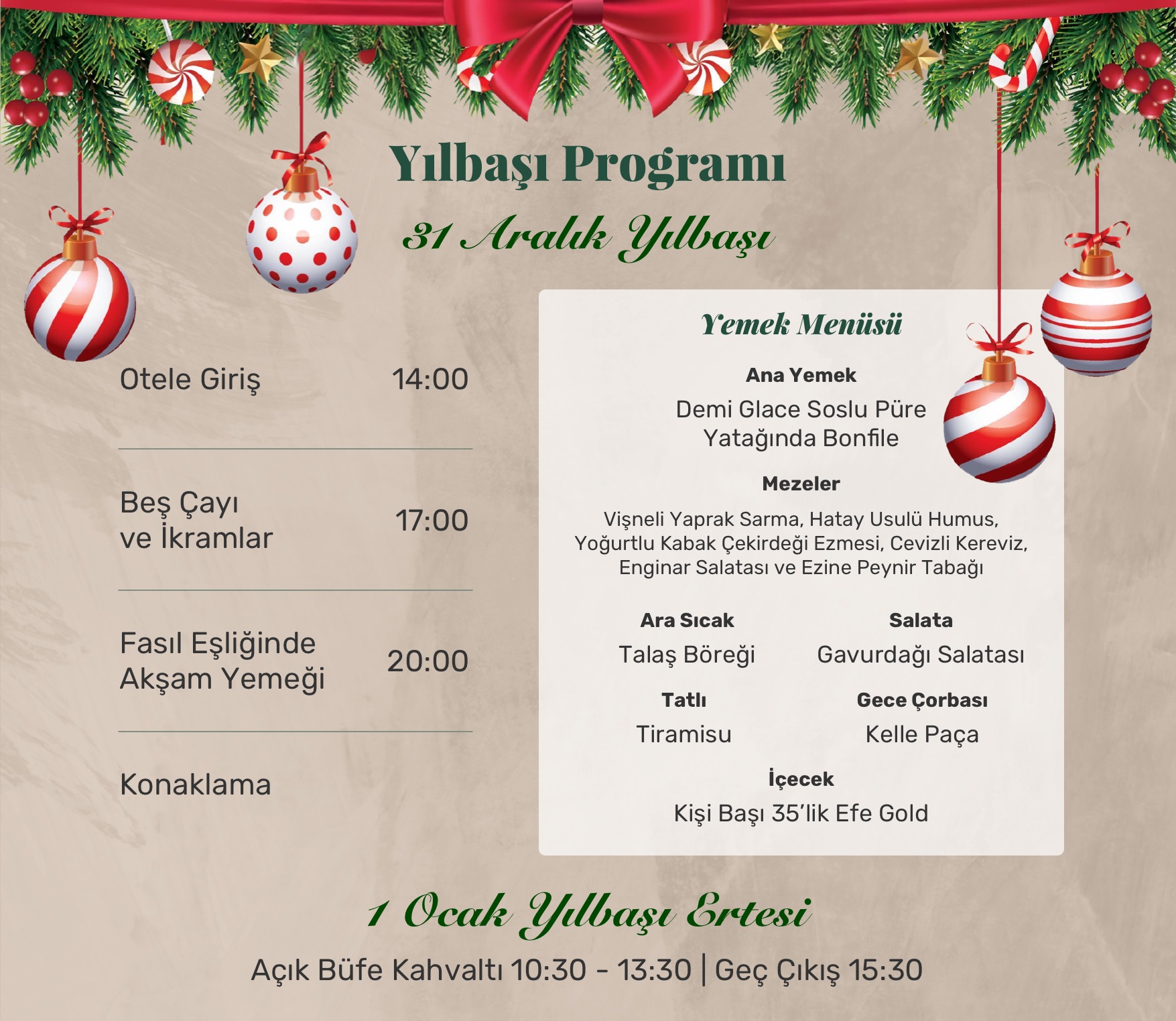 Ephesus Lodge Hotel Yeni 2025 Yıl Programı